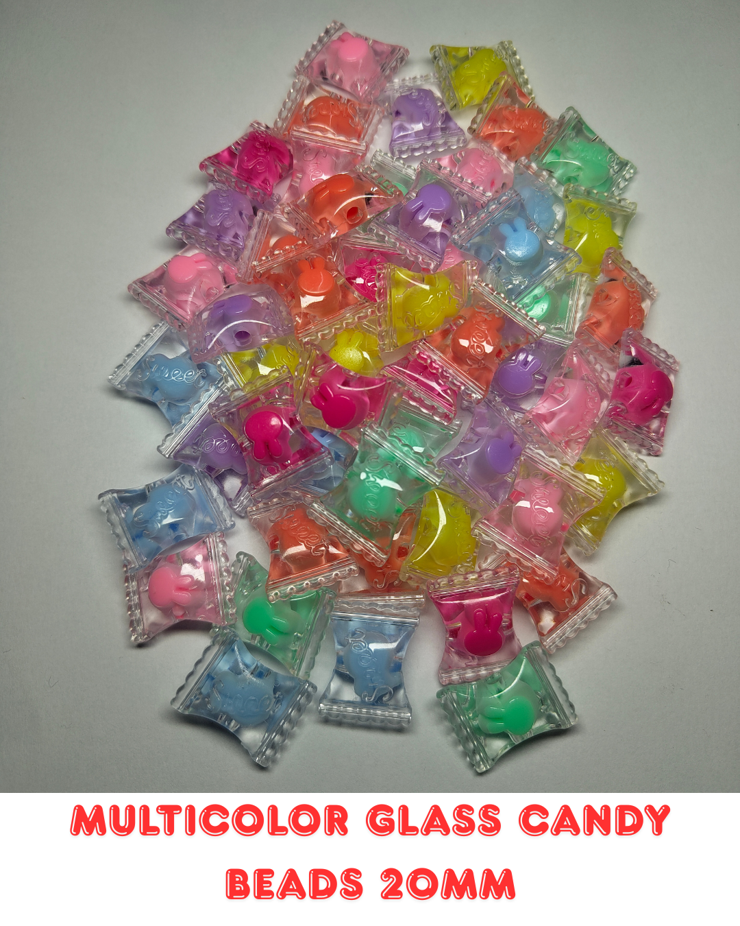 Multicolor Glass Candy Beads 20mm (Pack of 100)