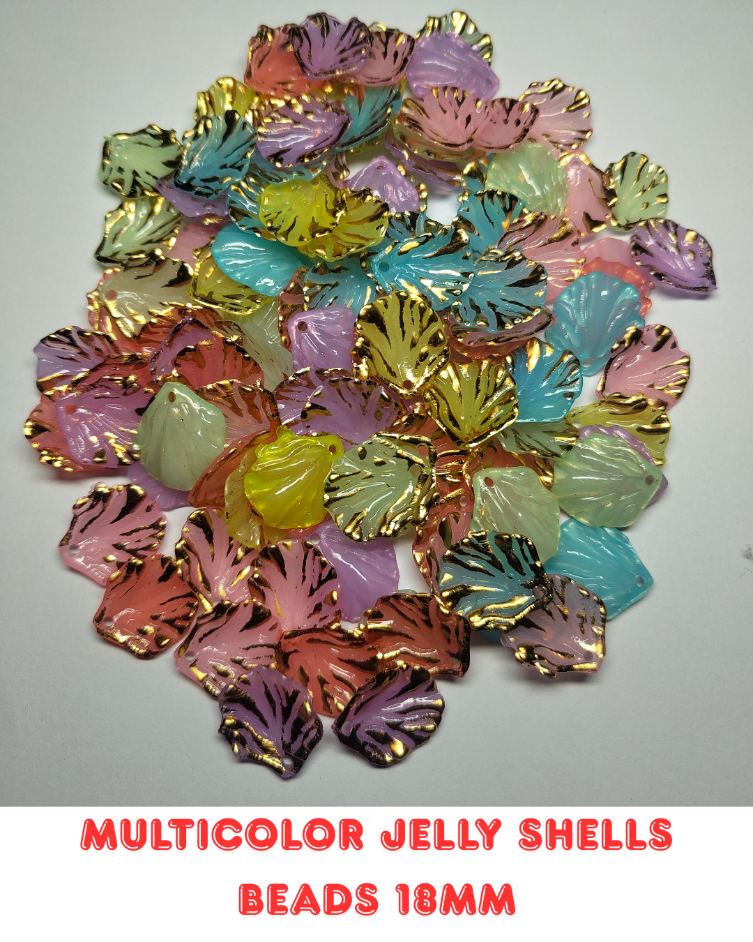 Multicolor Jelly Shells Beads 18mm (Pack of 100)