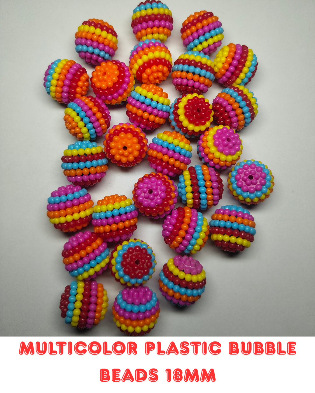 Multicolor Plastic Bubble Beads 18mm (Pack of 50)