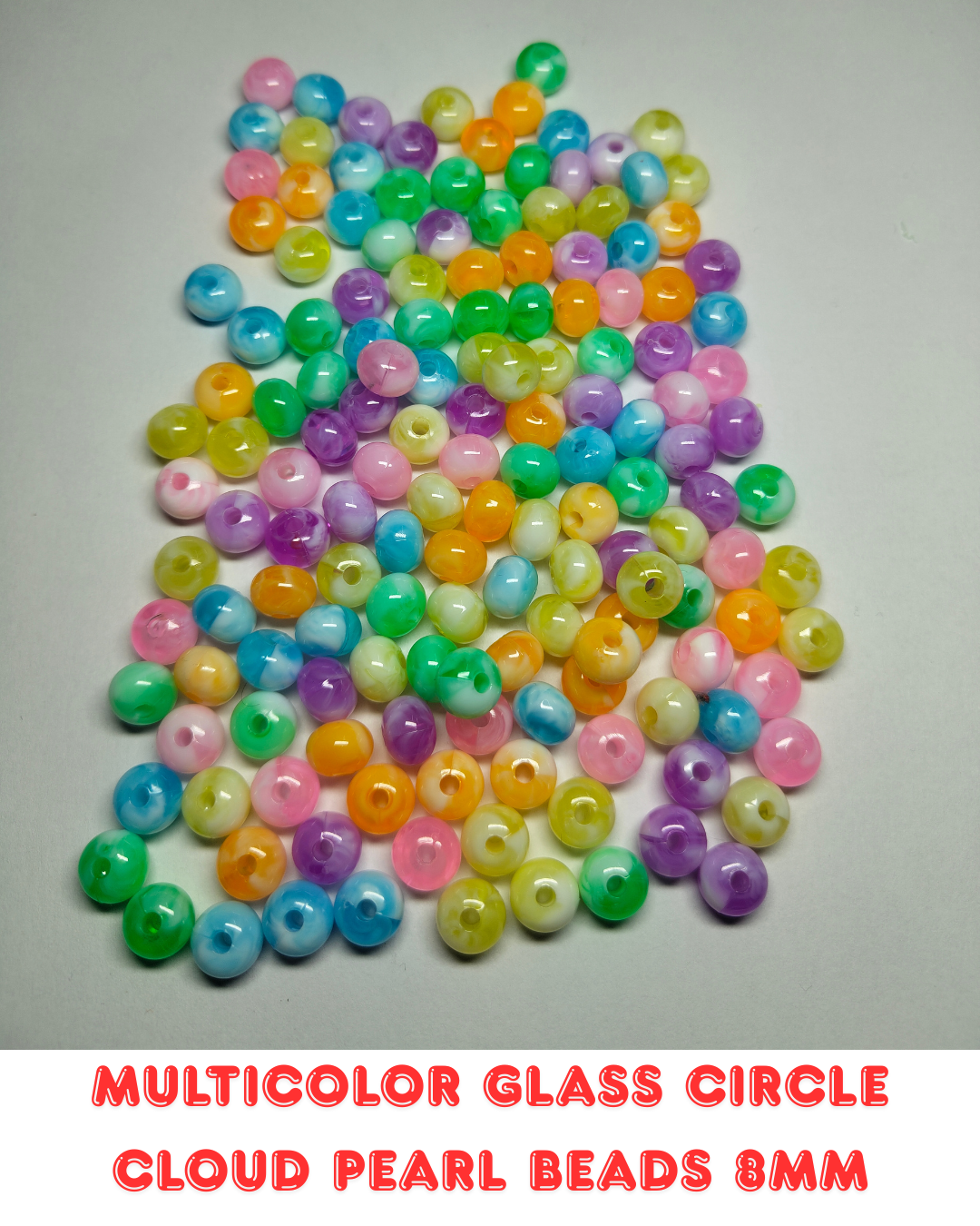 Multicolor Glass Circle Cloud Pearl Beads 8mm (Pack of 150)