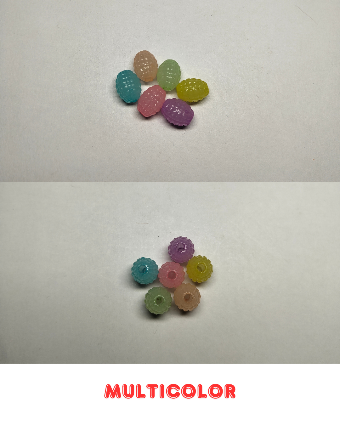 Multicolor Plastic Ribbed Oval Beads 12mm (Pack of 100)