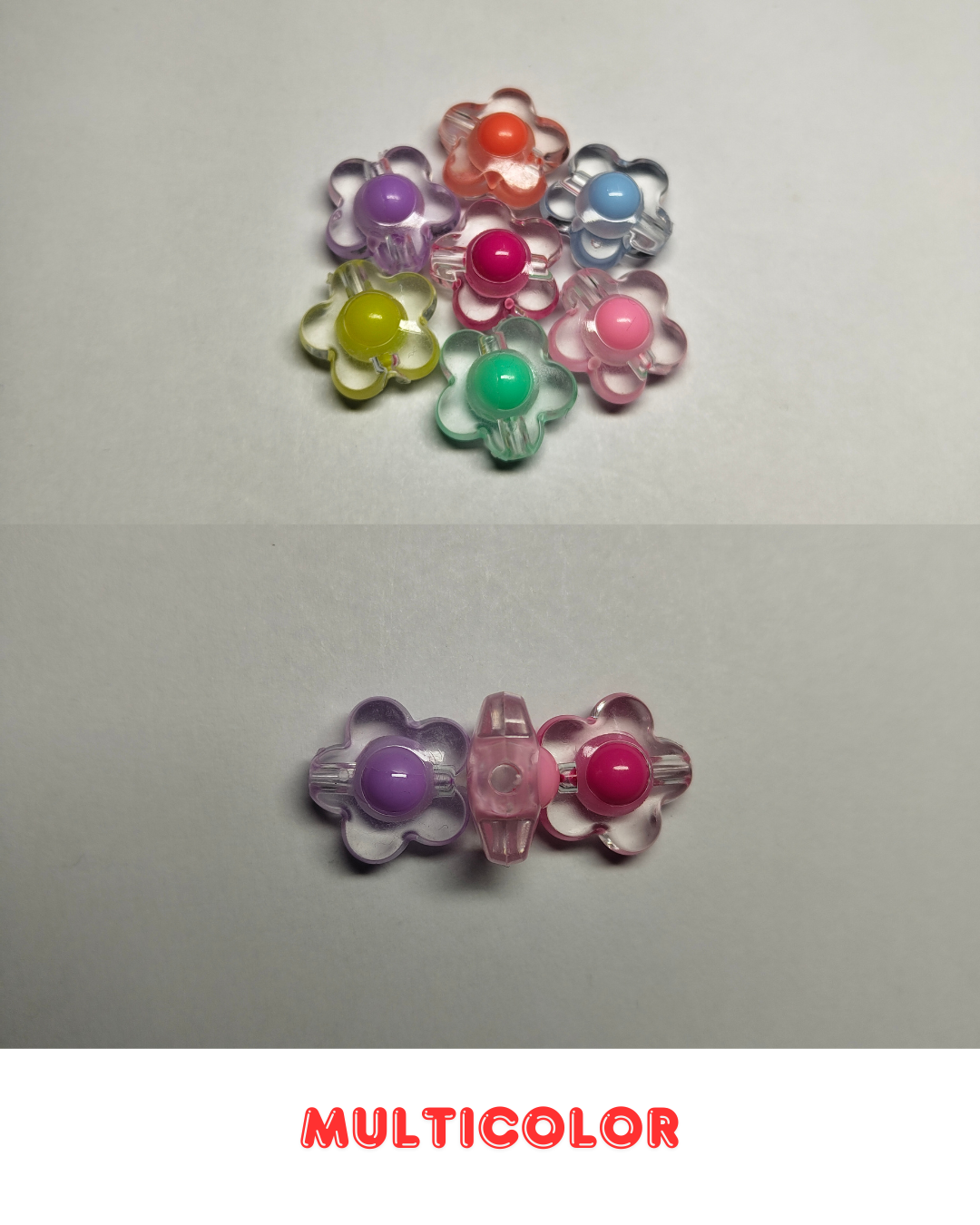 Multicolor Glass Flower Beads 18mm (pack of 100)