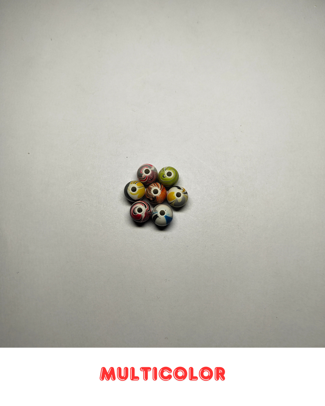 Multicolor Glass Designer Swirl Beads 8mm (Pack of 100)