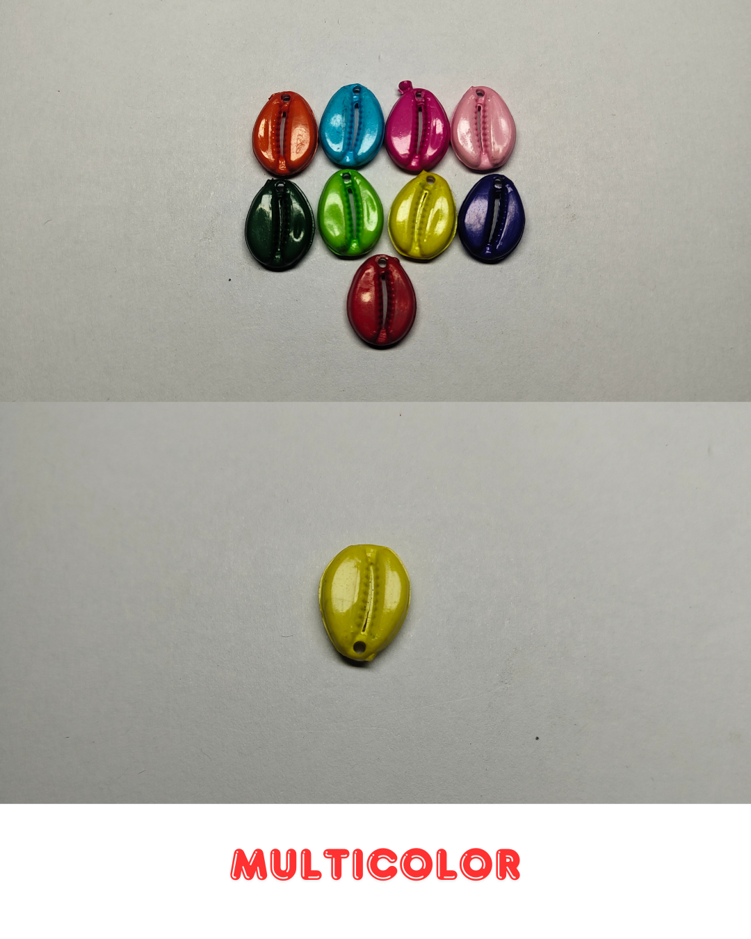 Multicolor Plastic Kaudi Beads 14mm (Pack of 100)