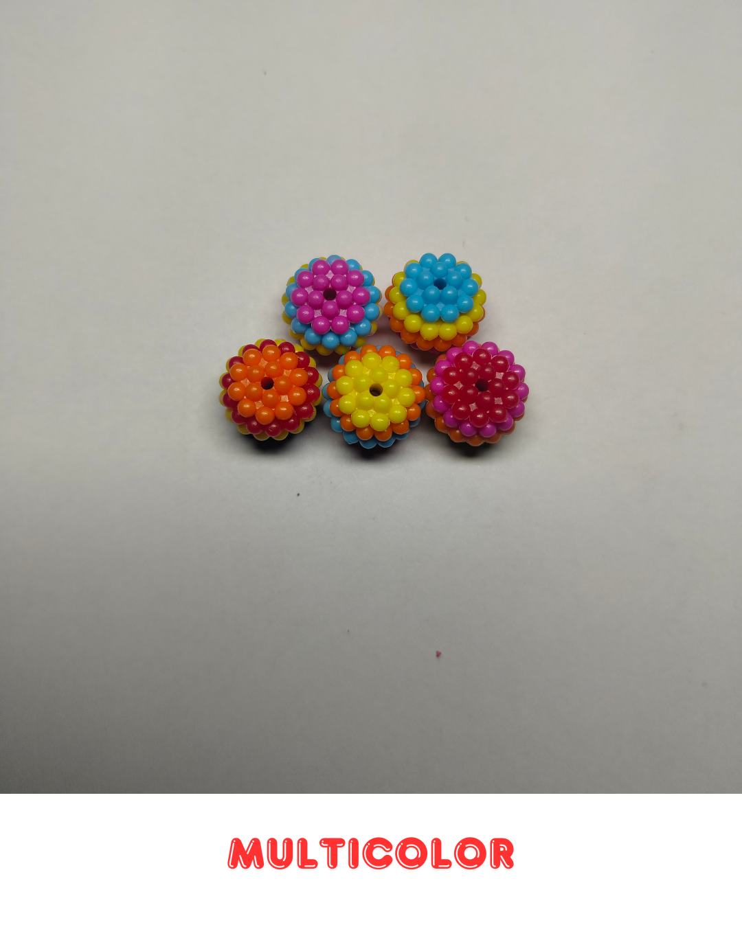 Multicolor Plastic Bubble Beads 14mm (Pack of 100)