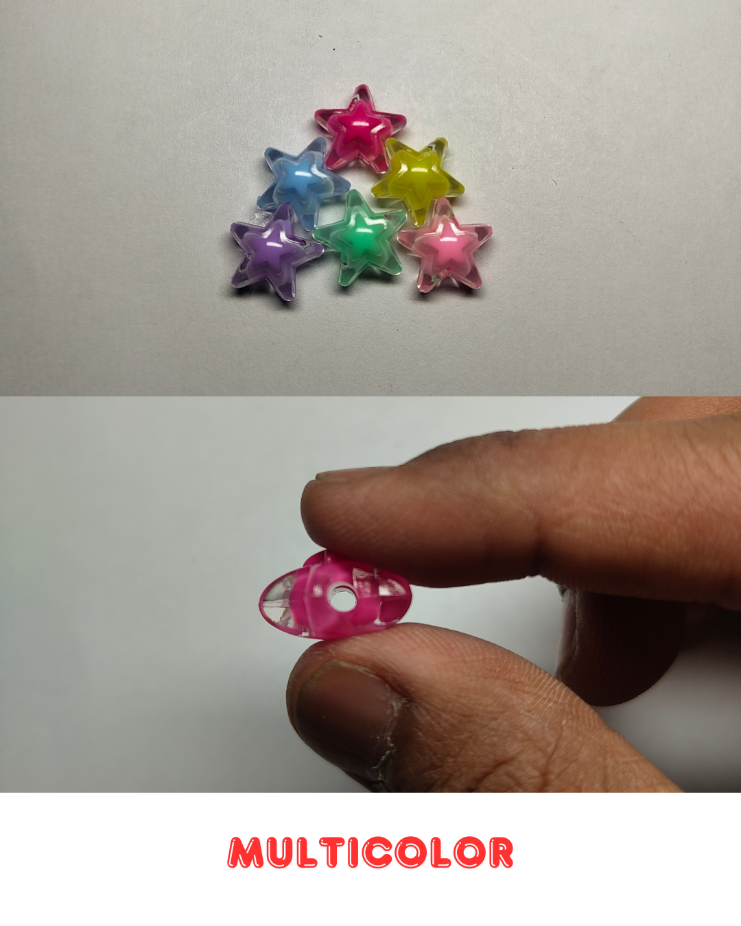 Multicolor Glass Star Beads 16mm (Pack of 100)
