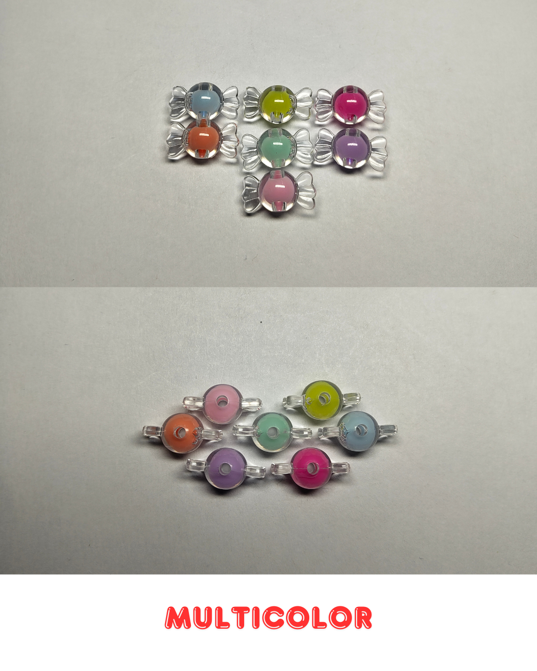 Multicolor Glass Toffee Beads 16mm (Pack of 100)