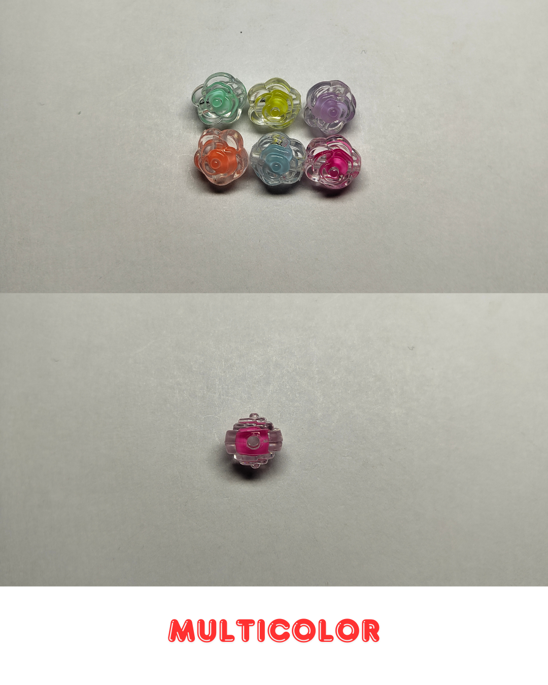 Multicolor Glass Rose Beads 10mm (Pack of 100)