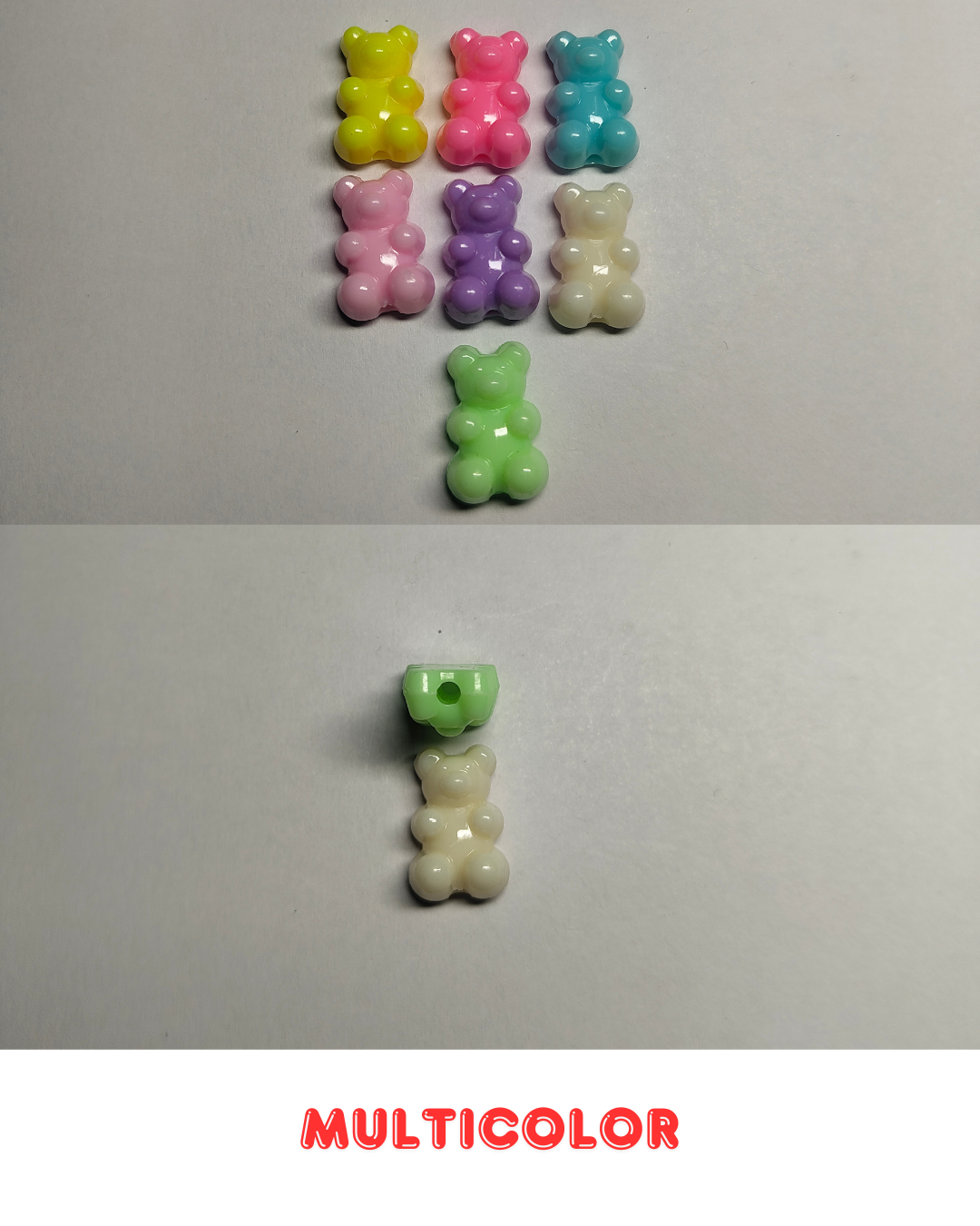 Multicolor Plastic Teddy Beads 16mm (Pack of 100)