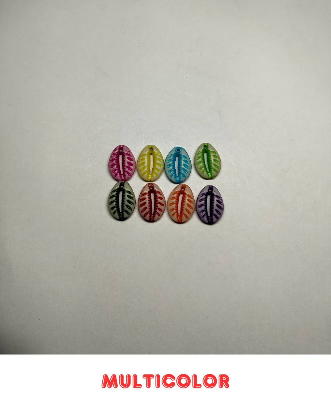 Multicolor Plastic Designer Kaudi Beads 14mm (Pack of 100)