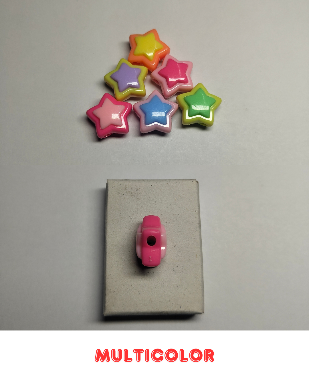 Multicolor Plastic Star Beads 18mm (Pack of 100)