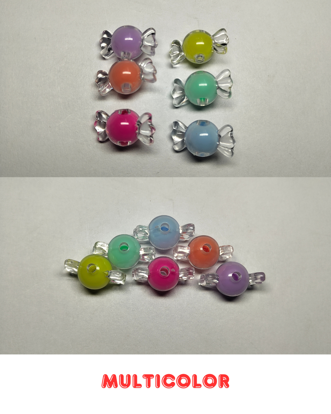 Multicolor Glass Toffee Beads 20mm (Pack of 100)